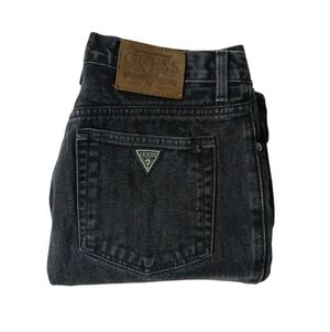 Vintage GUESS JEANS Black 90's Denim Classic Fit Straight Leg‎ 31's
